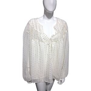 Old Navy Women's XXL Fairycore Split Neck Sheer Metallic Whimsical‎ Chiffon Top